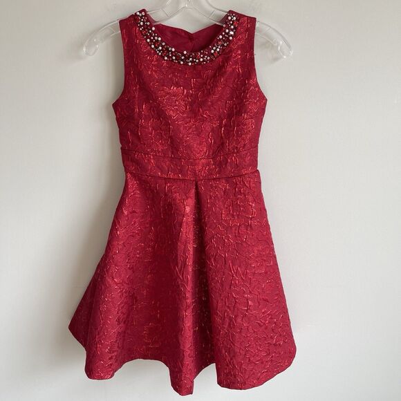Rare Editions Girls Size 12 Red Embellished Fancy Formal Church Holiday Dress - Picture 1 of 12